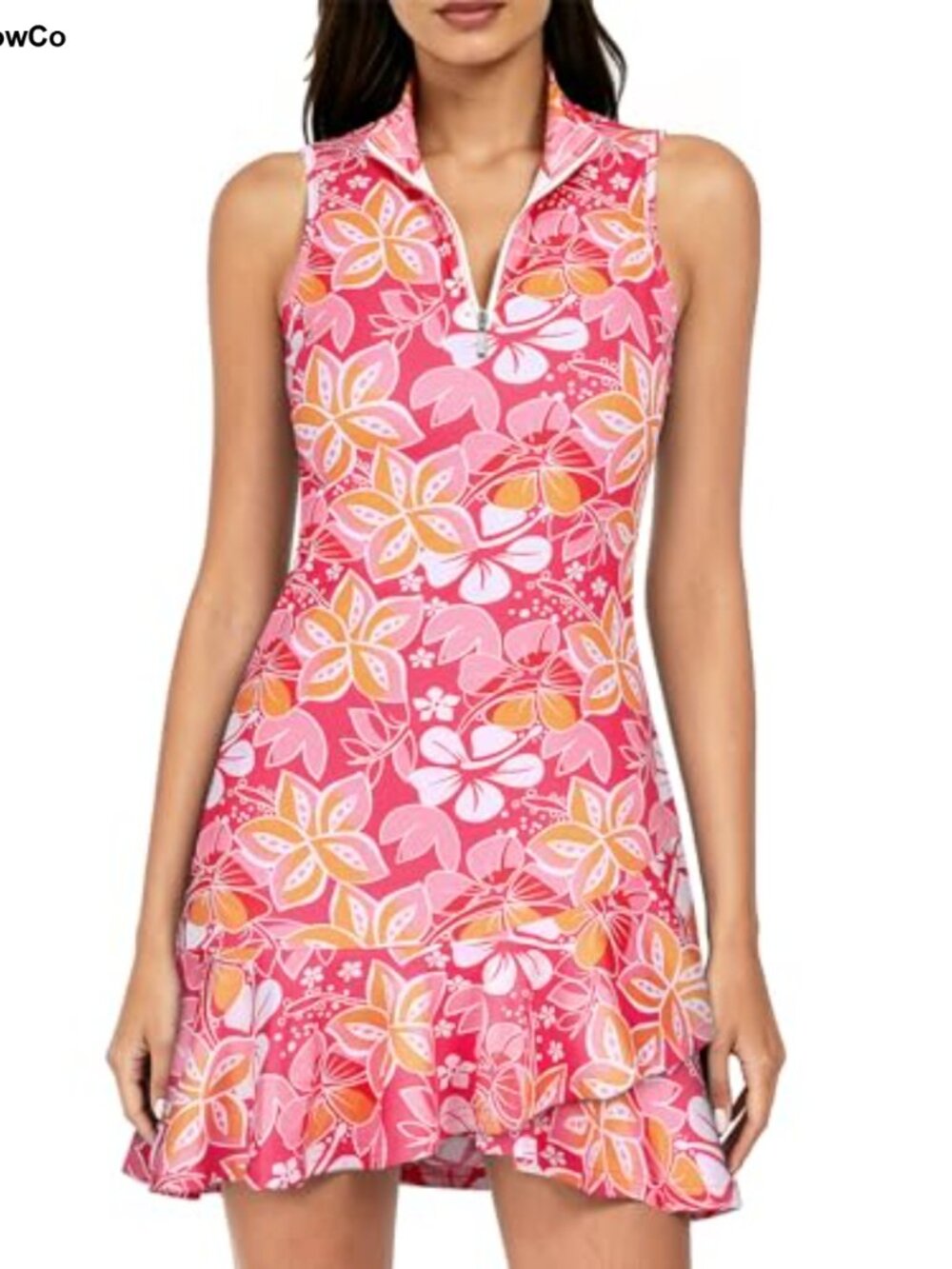 Tennis Golf Dress Sleeveless Zip Up Ruffle Athletic